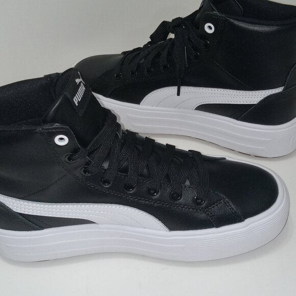 Puma Black White Platform High Top Sneaker Women's Athletic Shoe size 9 - Picture 1 of 9